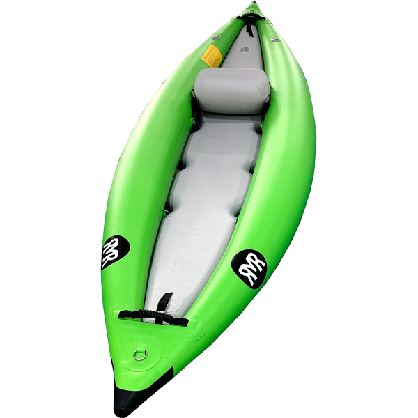 Lime green inflatable kayak