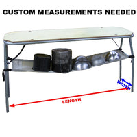 Load image into Gallery viewer, measurements needed for custom mesh table shelf
